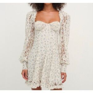 For Love and Lemons Donna Long Sleeve Lace Mini Dress
